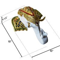 ส่งฟรี!! หัวช้างแกะสลักสีขาว ขนาด 10x10x4.5 นิ้ว ติดผนัง หัวช้างไทยไม้แกะสลัก ปิดทองเดินเส้นติดกระจกสี  หัวช้างแกะสลัก  งานฝีมือ