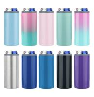 5pcs-100pcs Cold Bottle 12oz Slim Can Cooler Double Wall Stainless Steel Vacuum Skinny Can Insulated Beer Holder Drink Cooler