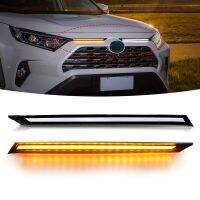 ▫ LED Daytime Running Lights For Toyota RAV4 Car Engine Hood Vent Cover Decoration DRL 2019 2020 2021 Turn Signal Lamp