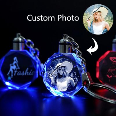 【CW】№▩๑  personalized keychain glows for car keys women men festival boyfriend  girlfriend Custom photo gift love Keyring pendant
