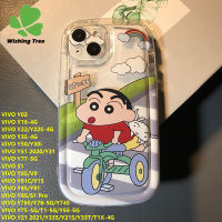 Crayon Shin-Chan เคสมือถือโปร่งแสงสำหรับ VIVO Y21 Y33S Y33T Y21S T1 T1X Y22 Y22S Y35 Y50 Y30i Y51ฝาครอบป้องกัน Y1S Y76 Y76S Y16 Y74S Y77 TPU แบบนิ่ม Y85 TPU แบบนิ่ม Y91 S1 Y02 s1 Pro