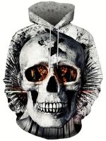 xixibeauty Mens Casual 3D Skull / Big Mouth Graphic Novelty Hoodie Sweatshirt With Pocket Drawstring Hooded Pullovers Sweat Shirts For Men