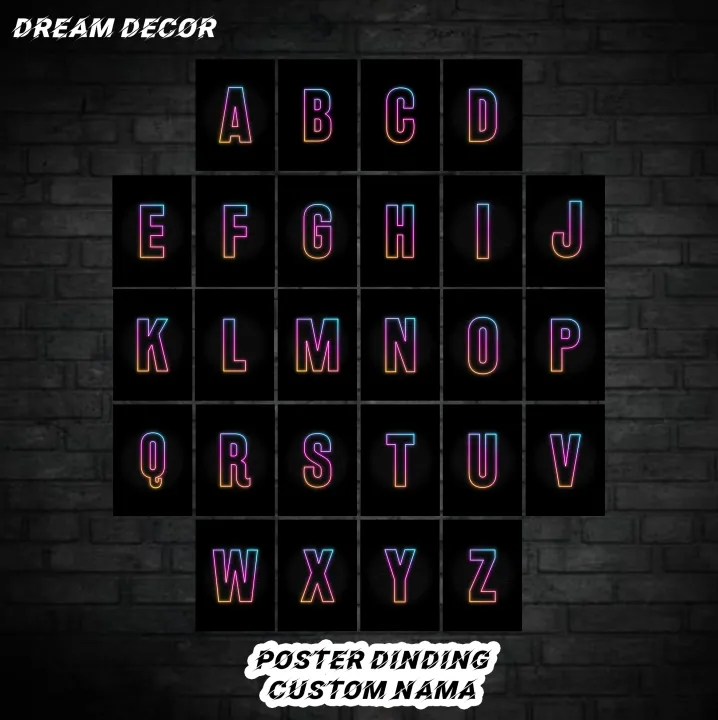 ISI 16 PCS Poster Dinding Alphabet Request/Custom Nama Bebas - Hiasan ...