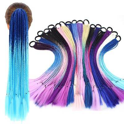 Ponytail Kanekalon Hair Extensions False Overhead Tail With Rubber Elastic Band Braiding Hairpiece Pigtail Synthetic