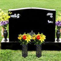 4Pcs พลาสติก Gravestone แจกันกลางแจ้ง Weatherproof Cemetery แจกัน Memorial Headstone ผู้ถือดอกไม้พลาสติก Gravestone แจกัน