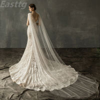 White Ivory Wedding Accessories Rhinestone Appliques Bridal Shoulder Veil Cathedral Tulle Long Cape Cloak Shawl Cape Veil