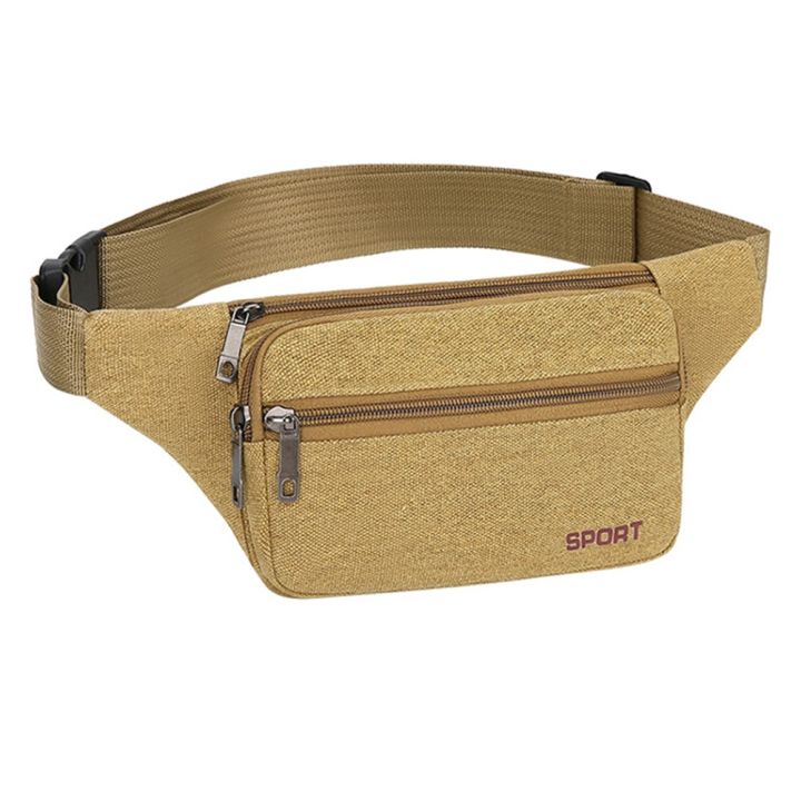 canvas-running-belt-waist-pack-lightweight-waist-bag-portable-breathable-with-zipper-adjustable-shoulder-strap-for-outdoor-sport-running-belt