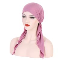 ◊▣  Muslim Pre-Tied Cap Scarf Women Turban Hat Chemo Cap Hair Loss Scarf Turban Head Wrap Cover Bonnet Beanies Skullies Headscarf