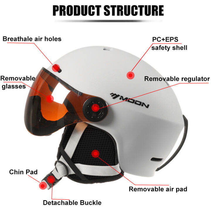 moon-high-quality-skiing-helmet-with-goggles-integrally-molded-pc-eps-ski-helmet-outdoor-sports-ski-snowboard-skateboard-helmets