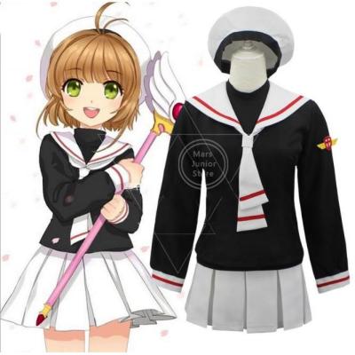 ●✣℡ Full Set Girl Anime Cardcaptor Sakura Kinomoto Cosplay Dress School JK Uniform