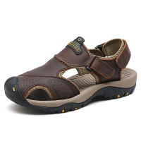 2021Summer Genuine Leather Cowhide Mens Sandals Non-slip Outdoor Men Casual Shoes Breathable Hiking Sandals Mens Beach Slippers