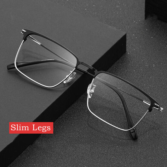 Yimaruili gọng kính mắt kim loại siêu nhẹ hình vuông retro hai màu công sở - ảnh sản phẩm 1
