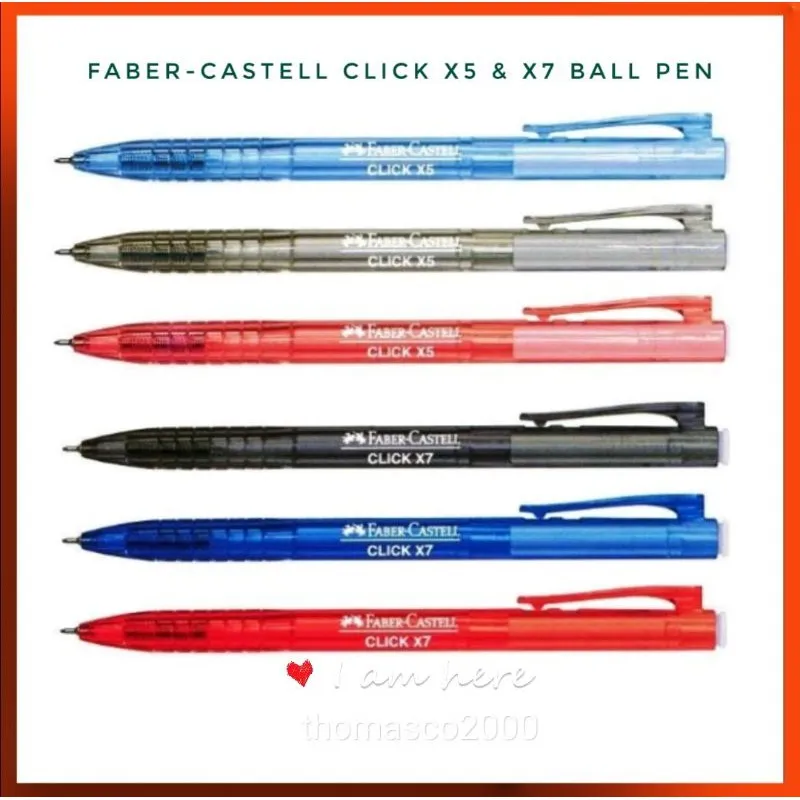 Faber Castell Click X5 X7 Retractable Ball Point Pen 0.5mm 0.7mm