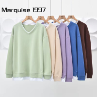 Marquise1997 เสื้อฮู้ด เสื้อแขนยาวอบอุ่น หลวมและสบาย ทันสมัย ล้ำสมัย ชิค ทันสมัย WWY2393GM2 39Z230928