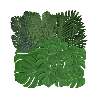 84 PCS 6 Kinds Artificial Palm Leaves Tropical Monstera Leaves Jungle Leaves Decorations Palm Leaf with Stems