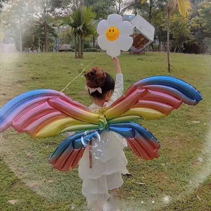 thera-เด็กปีกผีเสื้อแขวนหลังบอลลูนพองปีกนางฟ้าผีเสื้อสำหรับเด็ก