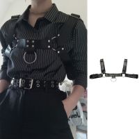 Q0KE Rompi Gesper Kulit Sabuk Paku Keling Harajuku Techwear Wanita Sabuk Pinggang Tali Dapat Disesuaikan Aksesori Gesper untuk Fashion Wanita