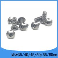 M3*35 40 45 50 55 60mm 20pcs 304 Stainless Steel Round Head Screws Mushroom Hexagon hex Socket Button Head Screw Bolt Nails Screws  Fasteners