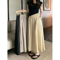 【มีไซส์ใหญ่】Plus Size Womens M-8XL Solid Color Pleated Long Skirts Casual Fashion A-line Female Summer Skirts