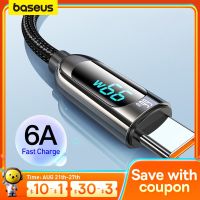 Baseus สายชาร์จ6A เร็ว66W,เหมาะสำหรับ P40 Huawei LED ข้อมูล USB C สายโทรศัพท์เหมาะสำหรับ Xiaomi Mi 10เหมาะกับ S2 Samsung