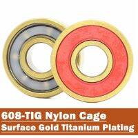 【CW】 608 TIG Bearings 8x22x7mm ( 2 PCS ) ABEC 9 608 V RS For Skateboard Surface Gold Titanium Plating Nylon Cage 608 Ball Bearing