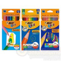 สี BIC KIDS สีไม้ สีวาดรูป ดินสอสีไม้ 12 สี ปลอดภัยสำหรับเด็ก เนื้อสีสด ไม่มีฝุ่นเมื่อระบาย (1กล่อง)