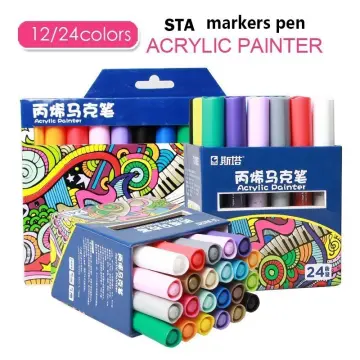 36/24/12 Color Set Acrylic Pen Water-Based Acrylic Marker Pen, Suitable For  Fabric Canvas, Art Rock Painting, Stone, Card Making, Metal And Ceramic DIY  Art Set