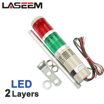 LED AC220V 110V DC 12V 24V Safety Stack Lamp Red Green Yellow Flash Industrial Tower Signal Light LTA-505 Red and green 2 layer