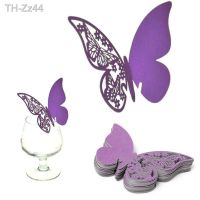 ﹍ 50pcs Butterfly Place Escort Wine Glass Cup Paper Card For Wedding Party Home Decorations White Blue Pink Purple Name Cards