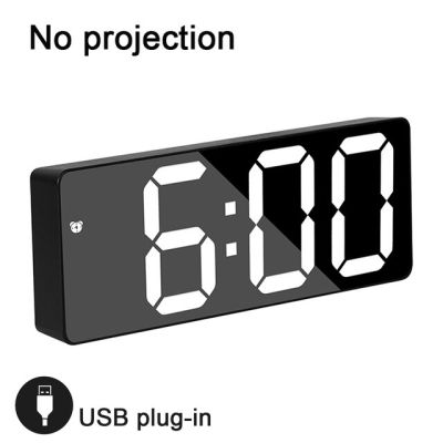 โปรเจคเตอร์แบบพกพาดิจิตอล LED นาฬิกาปลุกโต๊ะนาฬิกาตั้งโต๊ะอิเล็กทรอนิกส์ USB ตื่นขึ้นมาพร้อมกับเครื่องฉายเวลา180 ° นาฬิกาปลุก