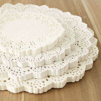 4 4.5 5.5 6.5 7.5นิ้วหลาย Sizs รอบหัวใจกระดาษลูกไม้ตาราง Doilies สีขาวตกแต่งบนโต๊ะอาหาร Placemats กระดาษเสื่อ100ชิ้น