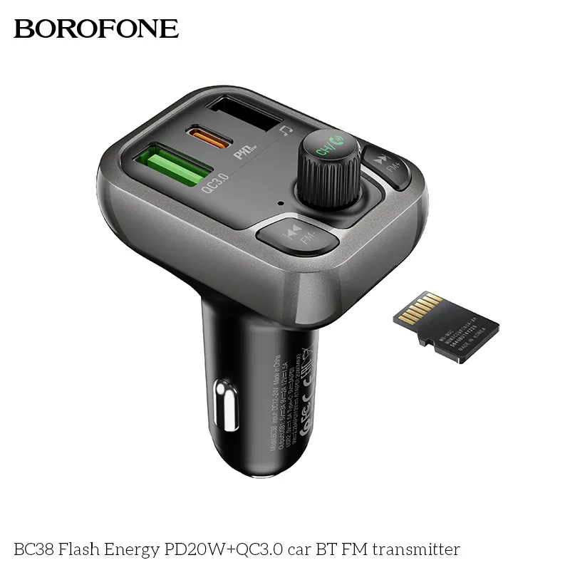 BOROFONE Bộ Sạc Xe Hơi BC38 Bộ Phát FM Bluetooth Xe Hơi PD20W  Bộ