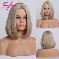 TINY LANA Mix Blonde Short Styles Brown Synthetic Hair Wigs For Women Wig Mix Brown And Blonde 613 Natural Wigs Cosplay Hair Wig Gift ของขวัญ