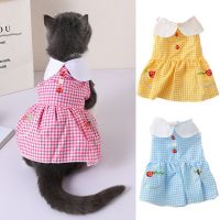 Pet Clothes Puppy Summer Clothes Dog Princess Dresses Teddy Puppy Dress Pet Skirt Plaid Dog Dresses for Small Medium Cat Costume Dresses