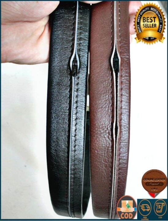 Jual Ikat Pinggang Pria sabuk Gesper resleting asli kulit. - Hitam