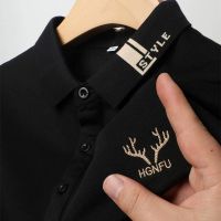 (Celebrity Menswear) High End หรูหราผ้าฝ้ายชุบเสื้อโปโลผู้ชาย39; S ฤดูร้อนแฟชั่นหัวกวางเย็บปักถักร้อยเสื้อยืดผู้ชาย39; S แขนสั้นเสื้อพอล