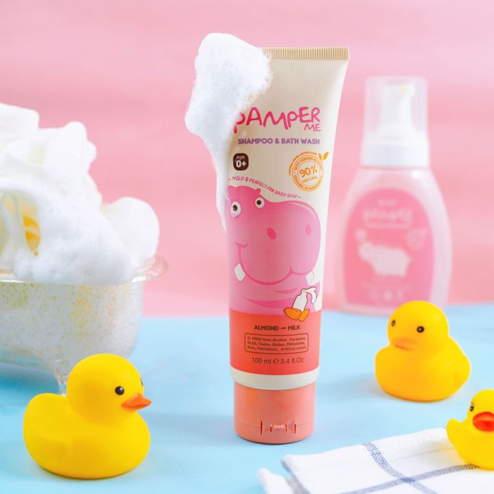 o-spa-natural-pamper-me-baby-shampoo-amp-bath-wash-almond-amp-milk-100-ml-โอสปา-แพมเพอร์มี-แชมพูและสบู่อาบน้ำ-2-in-1-สำหรับเด็ก