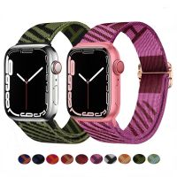 ¤✤№ สายรัดไนลอนถักสำหรับ Apple Watch Band 45mm 44mm 42mm 41mm 40mm 38mm สร้อยข้อมือแบบปรับได้สำหรับ iWatch Ultra 8 7 6 5 4 3 SE