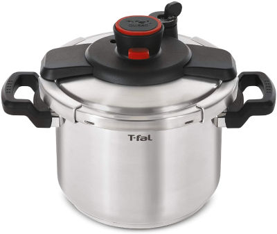 T-fal P45009 Clipso Stainless Steel Dishwasher Safe PTFE PFOA and Cadmium Free 12-PSI Pressure Cooker Cookware, 8-Quart, Silver - 7114000494