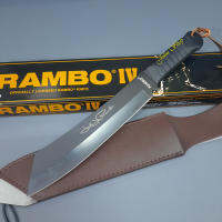 มีดพกพาเดินป่า RAMBO4 มีดอเนกประสค์และการทำครัว สีดำด้าน ขนาด 43cm.ใบยาว 27cm. ใบกว้าง 5cm. หนา 5.5mm.พร้อมซองหนังPUใว้ใส่พกพา