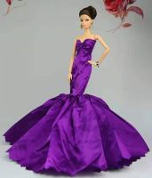 Classic Purple Charming Off Shoulder Dresses for Barbie Clothes Princess Fishtail Party Gown 1/6 BJD Dolls Accessories Kids Toys Electrical Connectors