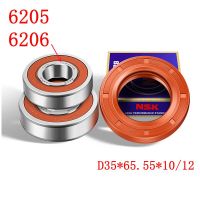 ;.[- For  Drum Washing Machine Water Seal（D35*65.55*10*12）+Bearings 2 Pcs（6205 6206）Oil Seal Sealing Ring New Accessories