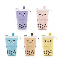 1 Set Cute Boba Milk Tea Telescopic Pen Bag Pencil Holder Stationery Case Stand Up Pencil Case Stationery Pouch Box For Students Pencil Cases Boxes