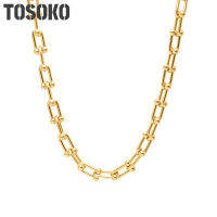 TOSOKO Stainless Steel Jewelry Horseshoe U-Shaped Necklace Womens Exaggerated Necklace BSP674