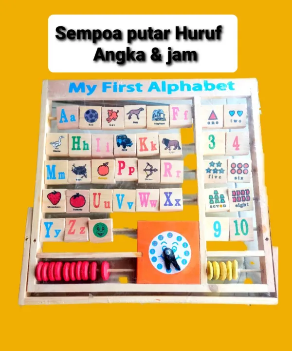 Mainan Edukasi Anak Sempoa Putar Huruf Angka Jam Kado Ultah Ulang Tahun Mainan Anak Perempuan Laki Bayi Balita 2 3 4 5 6 Tahun Mainan Kayu Ape Anak Paud Tk Sd Edukatif Lazada Indonesia