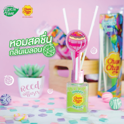 ChupaChups ก้านไม้น้ำหอมระเหย อโรม่า กลิ่น HAPPY MELON --- สินค้าลิขสิทธิ์แท้  FreshTime X Chupa Chups