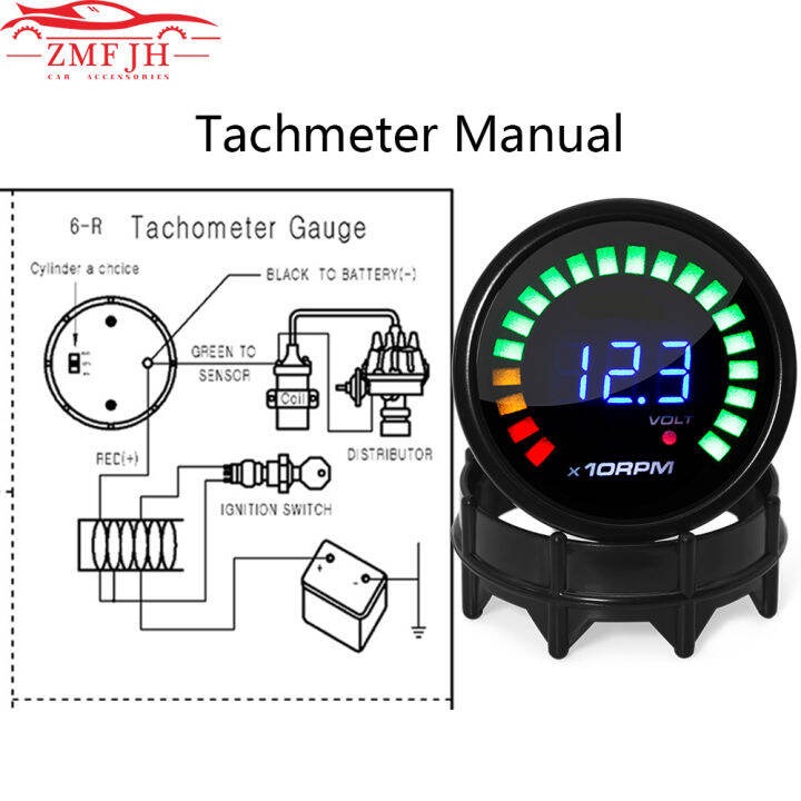 0-9999รอบต่อนาทีควันเลนส์2-52มิลลิเมตร-t-achometer-สำหรับ4-6-8กระบอกเบนซินรถแข่ง12โวลต์-tacho-วัดออโต้คาร์ดิจิตอลรอบต่อนาทีเมตร