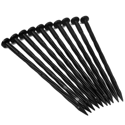 25pcs Spiral Grass Fixing Plastic Garden Anchor Stakes Ground Nail Landscape Tent Black Universal Patio Paver Lawn Edging Nails
