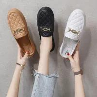 Women Flat Shoes Low Heel Slippers Casual Loafers Outdoor Round Shape Solid Color Nonslip Fashion Single