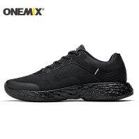 ONEMIX Black Mens Top Outdoor Sports Shoes Soft Lightweight Men Sneakers  Trainers Prevent Sideslip Nice Running Shoes